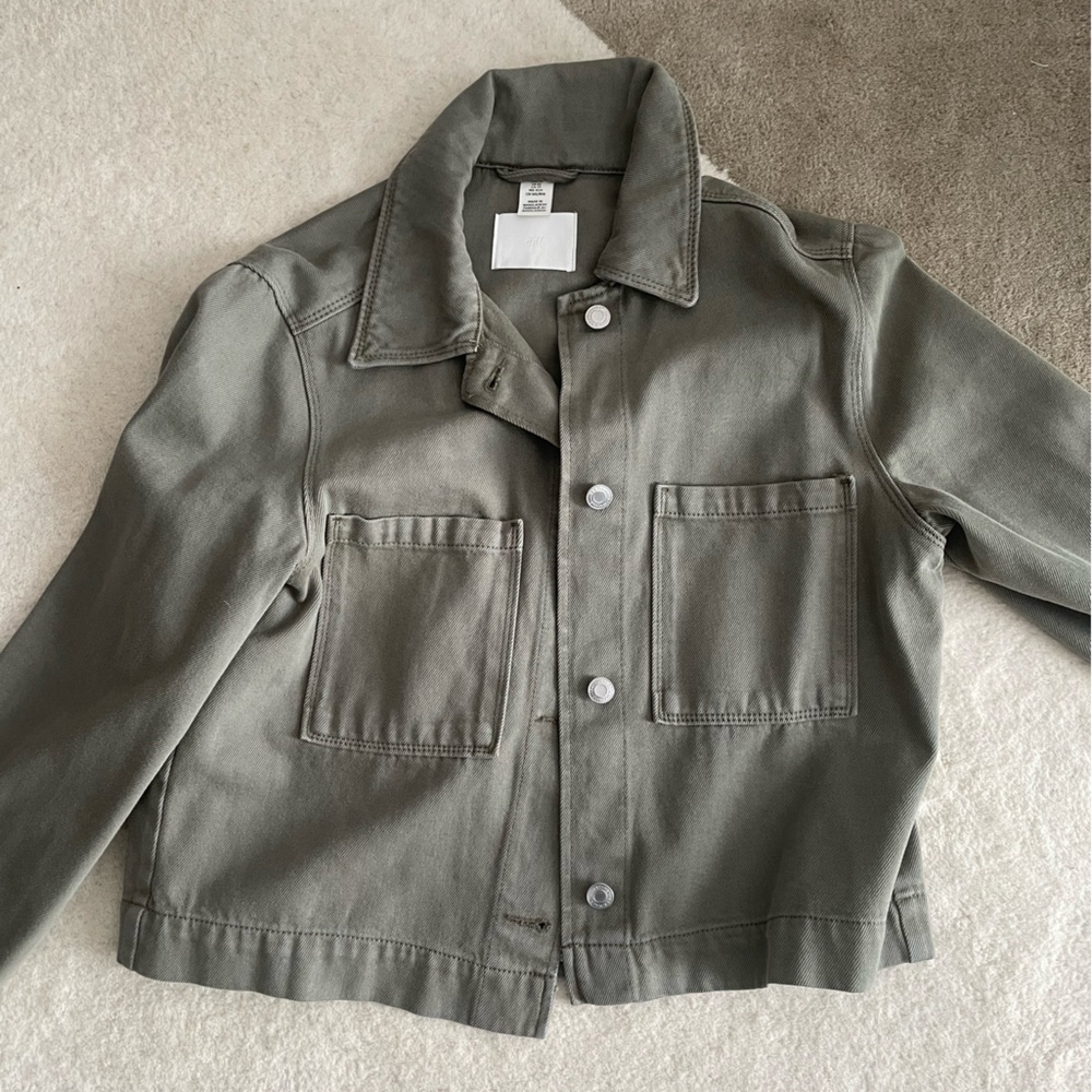 H&M Green Cargo Denim Jacket